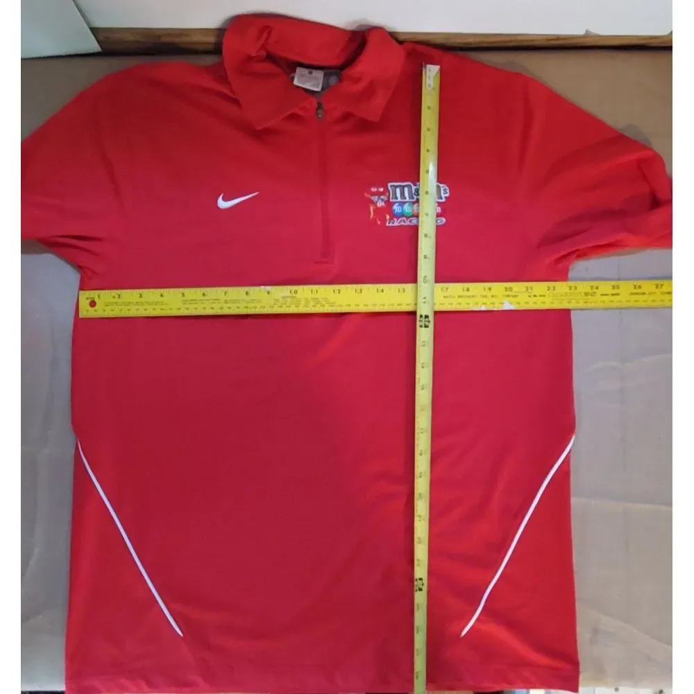 Nike Golf Dri-fit M&M's Racing Nascar Red Medium 1/4 Zipper Pull-Over Lng Sleeve